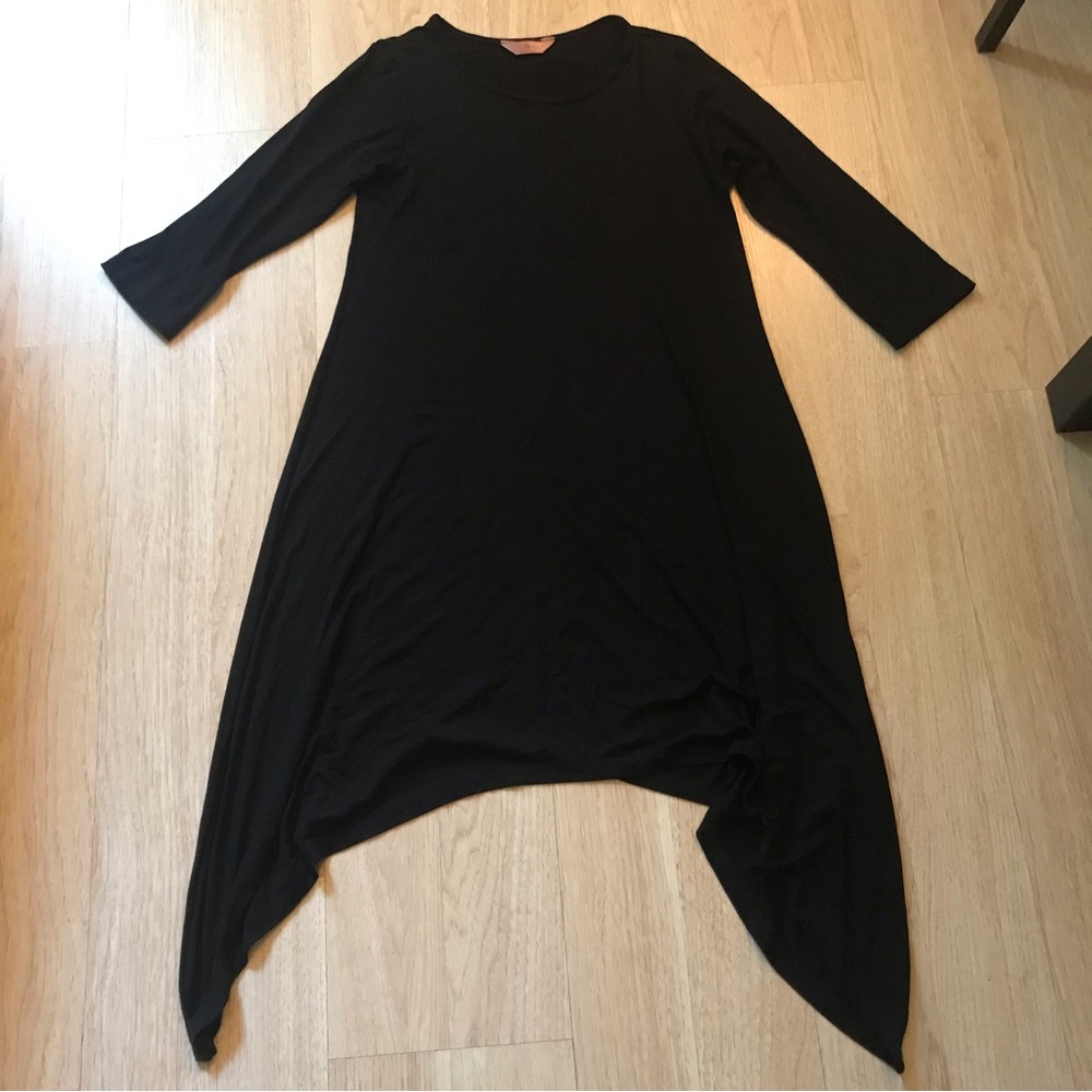 SJS Black Stretchy Sharkbite Dress Long Sleeve Size Small
